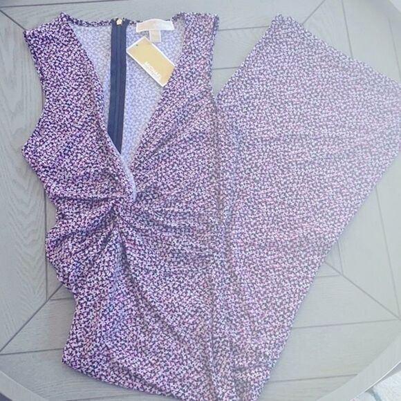 MICHAEL KORS ONE PIECE JUMP SUIT PINK NAVY FLORAL SLEEVELESS SMALL - Picture 13 of 14